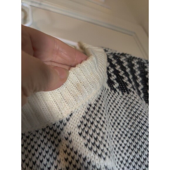 Vintage Worthington Black Ivory Sweater - Large 100% Acrylic 80s Cosby Grandpa - Picture 4 of 7
